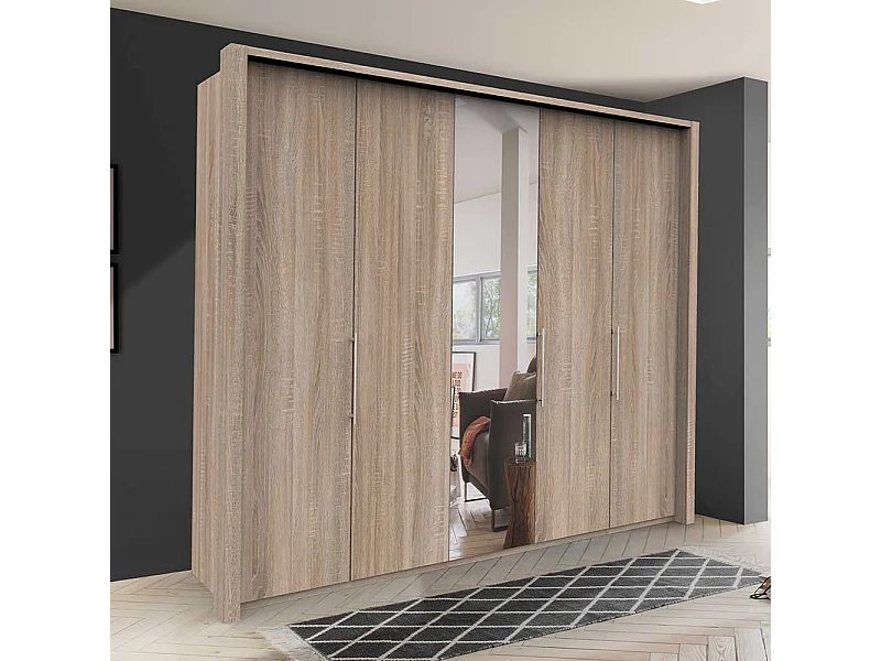 Übergröße Kleiderschrank in Eiche Sägerau Spiegel