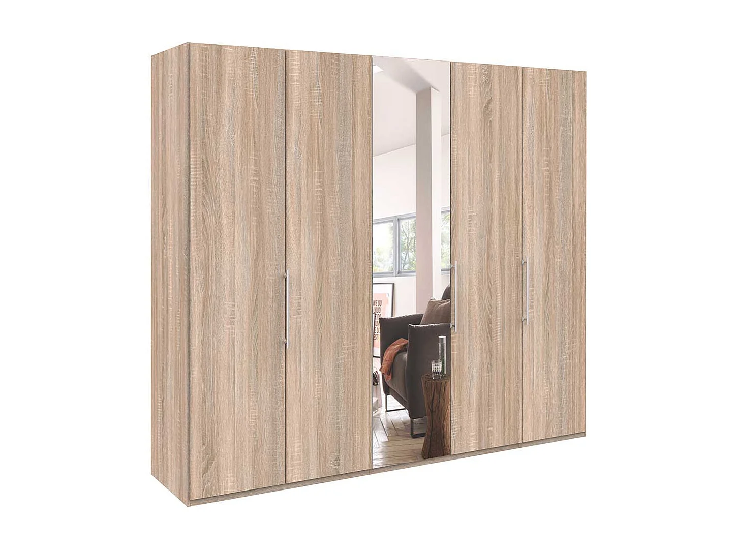Übergröße Kleiderschrank in Eiche Sägerau Spiegel