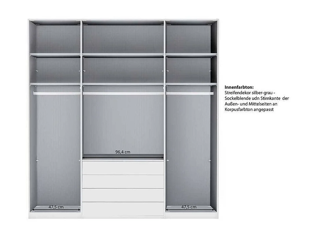 Drehtürenschrank Schlafzimmerschrank in Weiß und Hellgrau