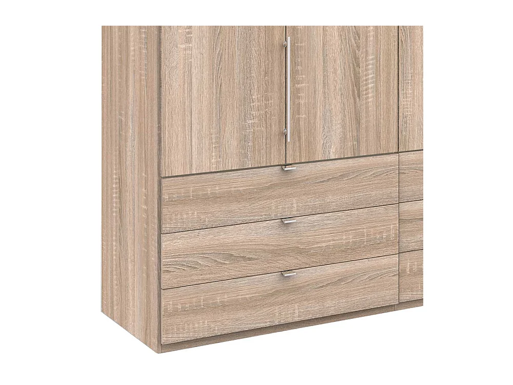 XL Falttüren Kleiderschrank mit sechs Schubladen Eiche Sägerau