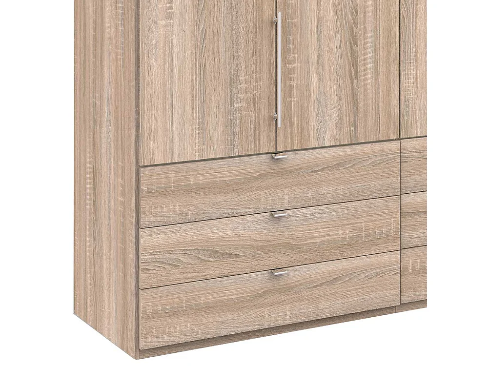 XL Falttüren Kleiderschrank mit sechs Schubladen Eiche Sägerau