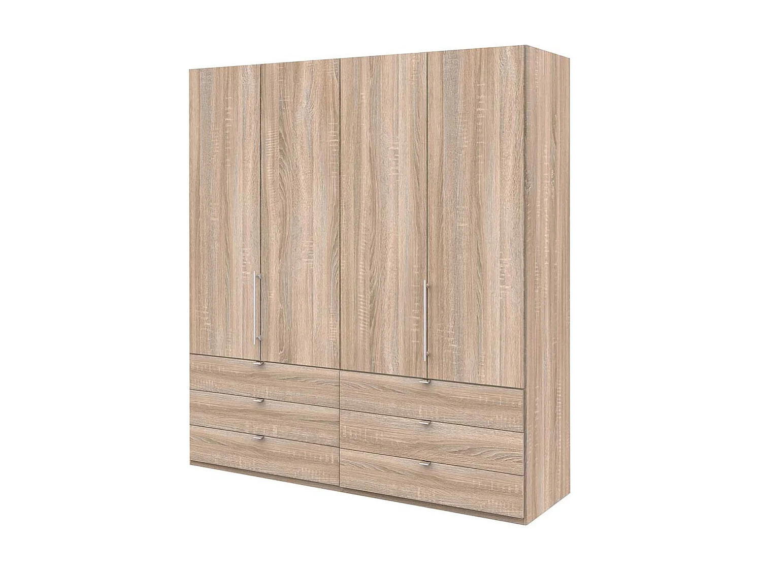 XL Falttüren Kleiderschrank mit sechs Schubladen Eiche Sägerau