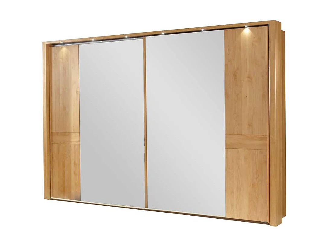 Schwebetürenschrank aus Erle Teilmassiv Beleuchtung
