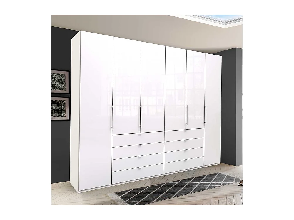 Weißer Kleiderschrank mit Schubladen Falttüren