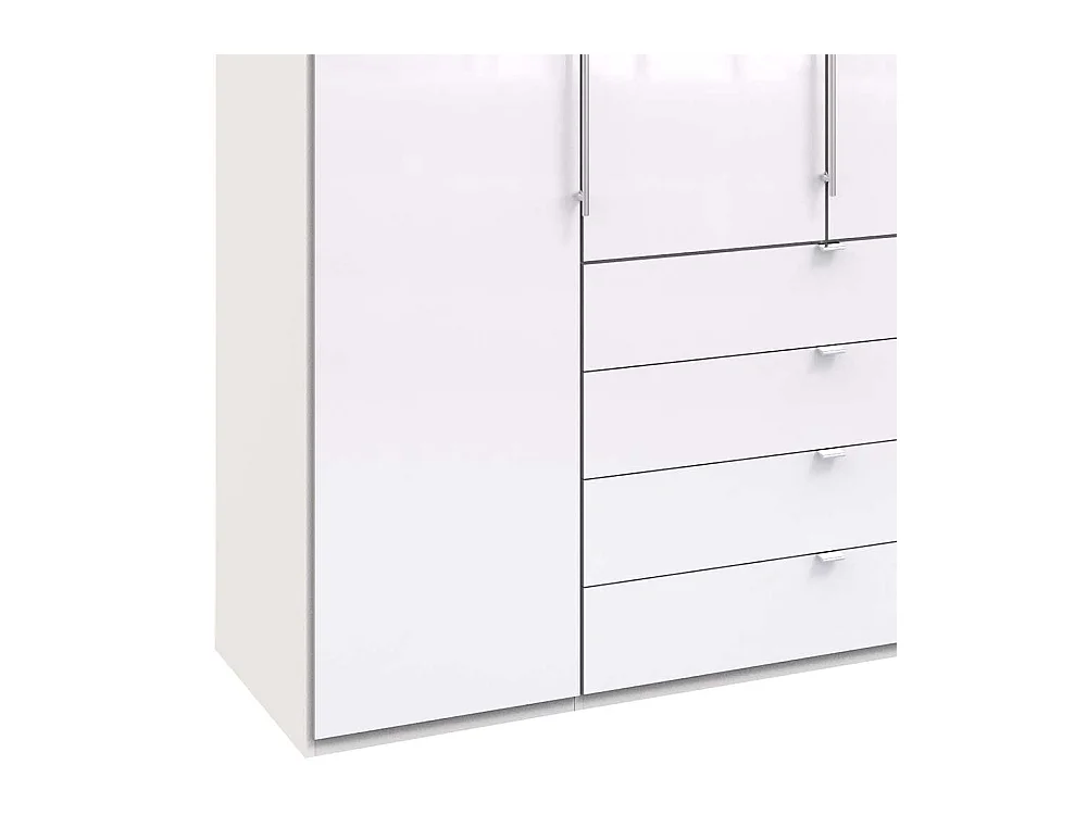 Weißer Kleiderschrank mit Schubladen Falttüren