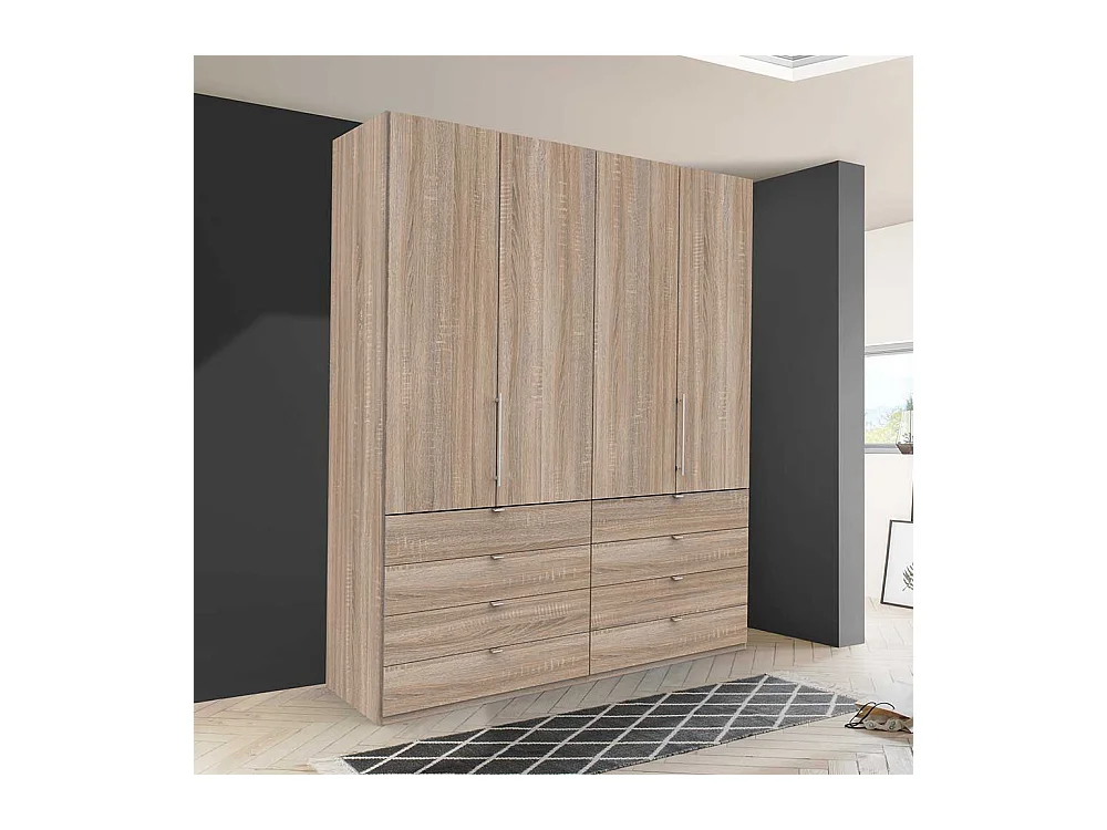 2 türiger Kleiderschrank Jugendzimmer mit acht Schubladen Eiche Sägerau