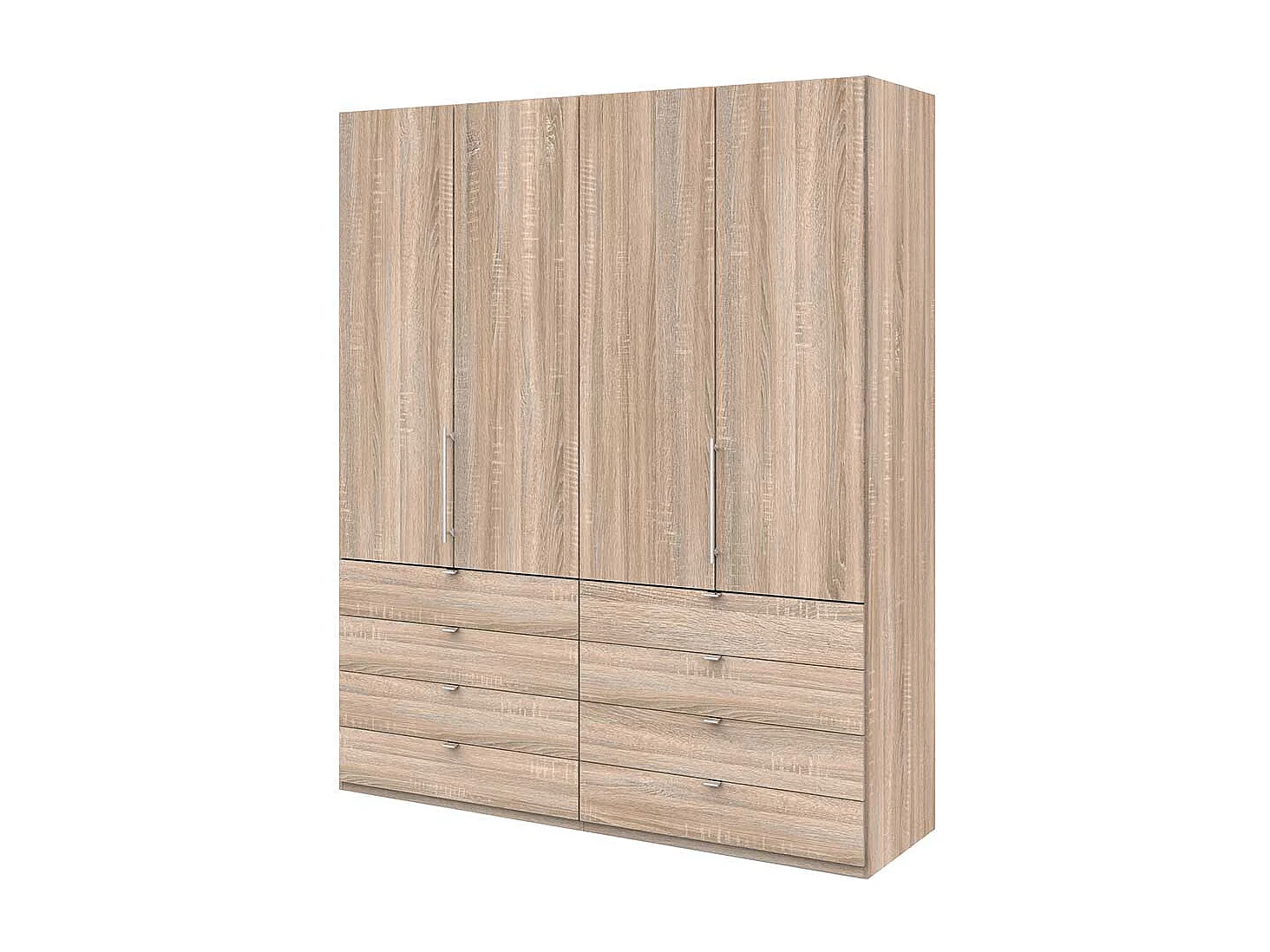 2 türiger Kleiderschrank Jugendzimmer mit acht Schubladen Eiche Sägerau