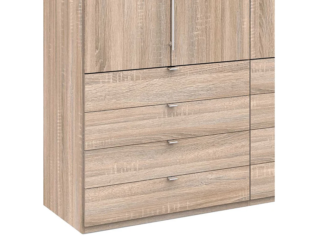 2 türiger Kleiderschrank Jugendzimmer mit acht Schubladen Eiche Sägerau