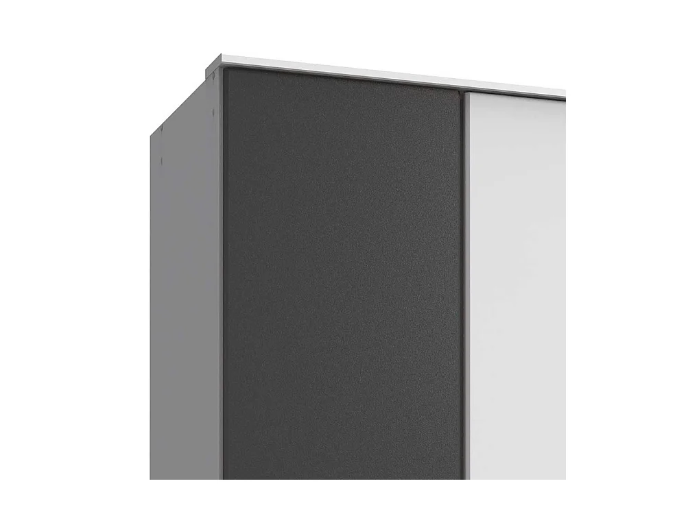 Drehtürschrank Schlafzimmer in Dunkelgrau und Weiss Metallgriffen