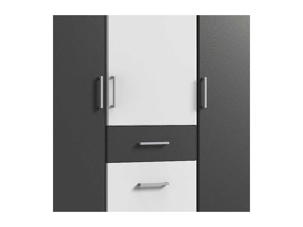 Drehtürschrank Schlafzimmer in Dunkelgrau und Weiss Metallgriffen