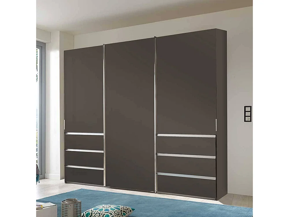 Schlafzimmerschrank mit sechs Schubladen drei Schwebetüren