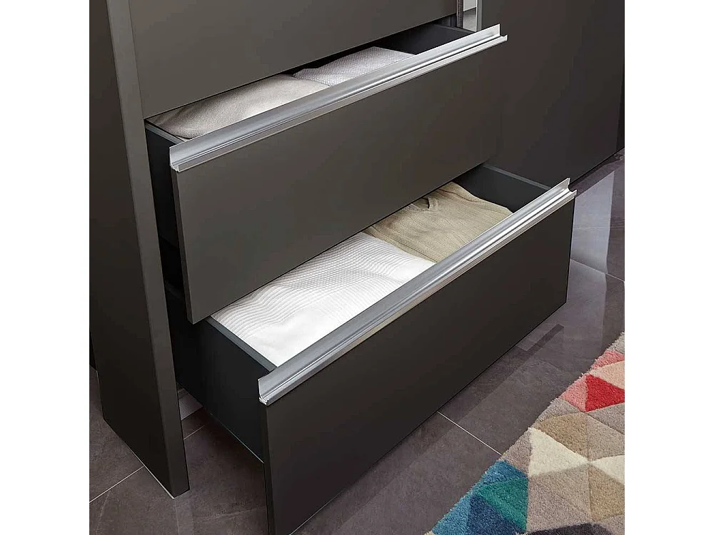 Schlafzimmerschrank mit sechs Schubladen drei Schwebetüren