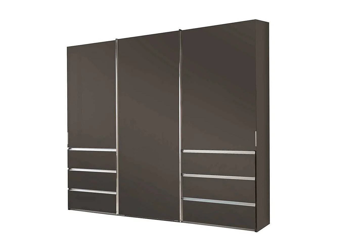 Schlafzimmerschrank mit sechs Schubladen drei Schwebetüren