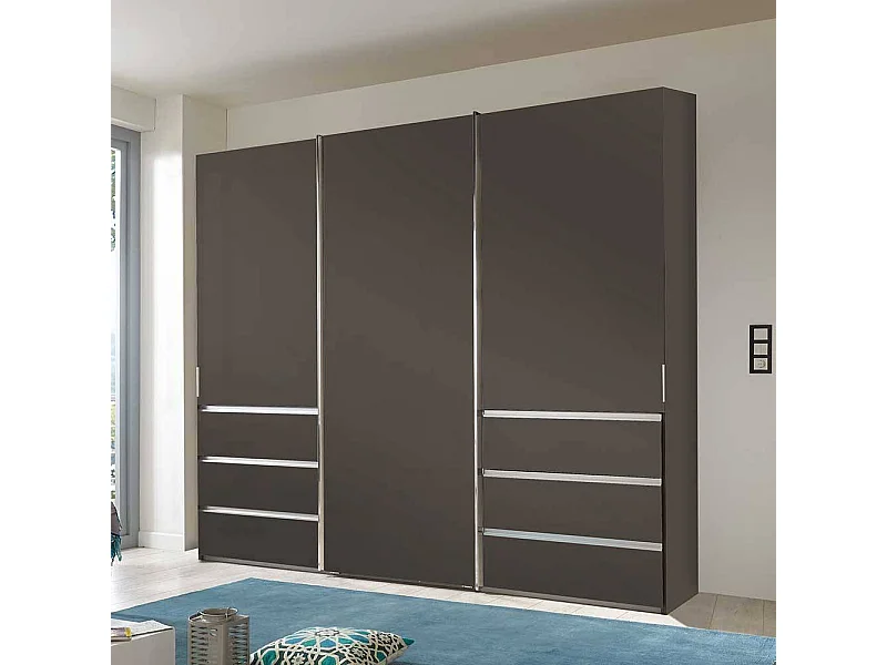 Schlafzimmerschrank mit sechs Schubladen drei Schwebetüren