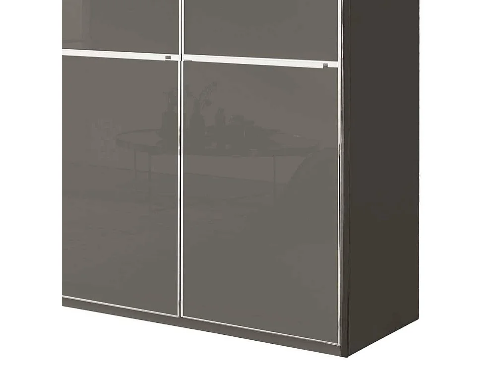 Kleiderschrank Schlafzimmerschrank mit vier Schubladen Front glasbeschichtet