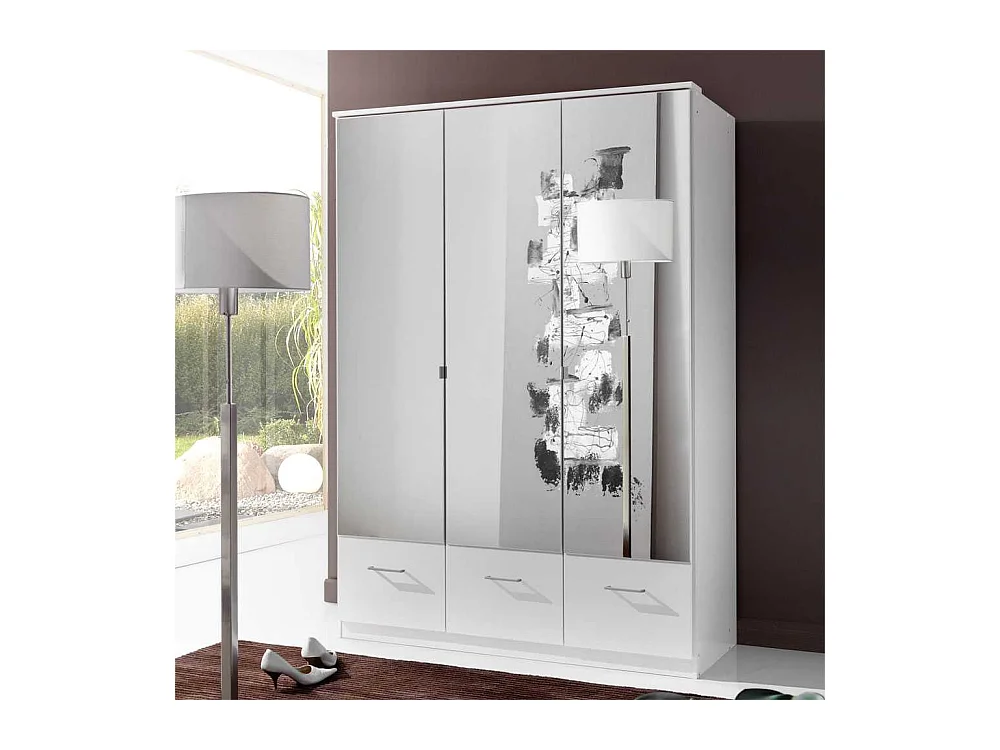 Drehtürenschrank in Weiß mit Spiegel