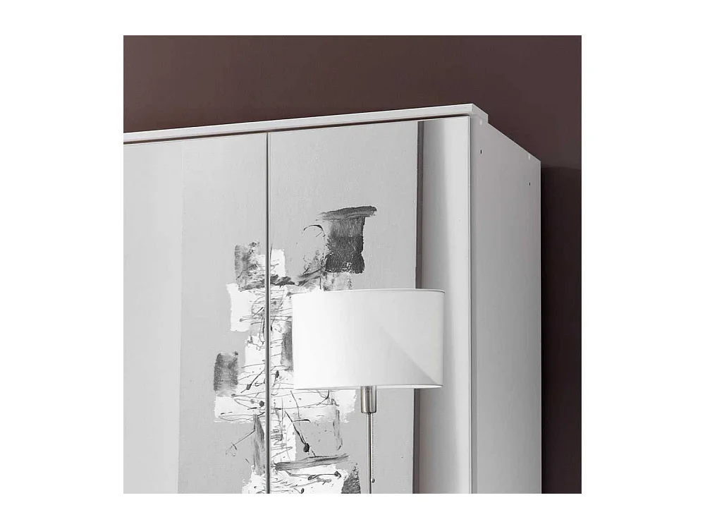 Drehtürenschrank in Weiß mit Spiegel