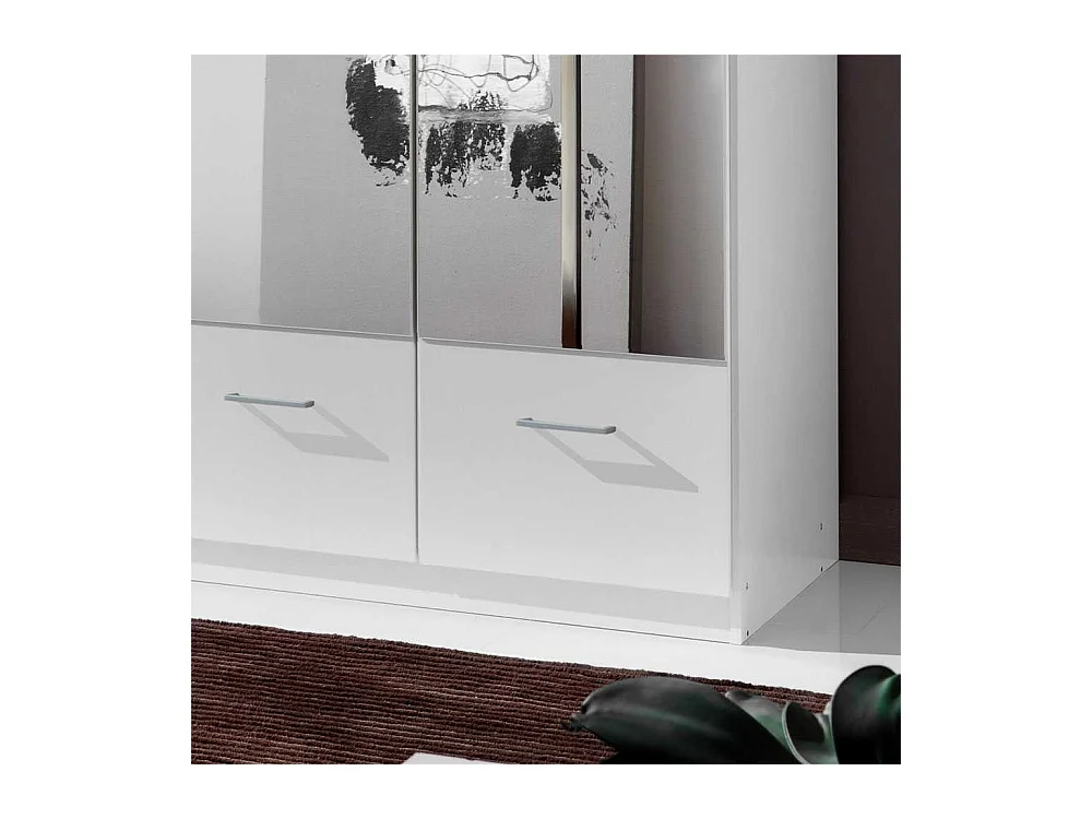 Drehtürenschrank in Weiß mit Spiegel