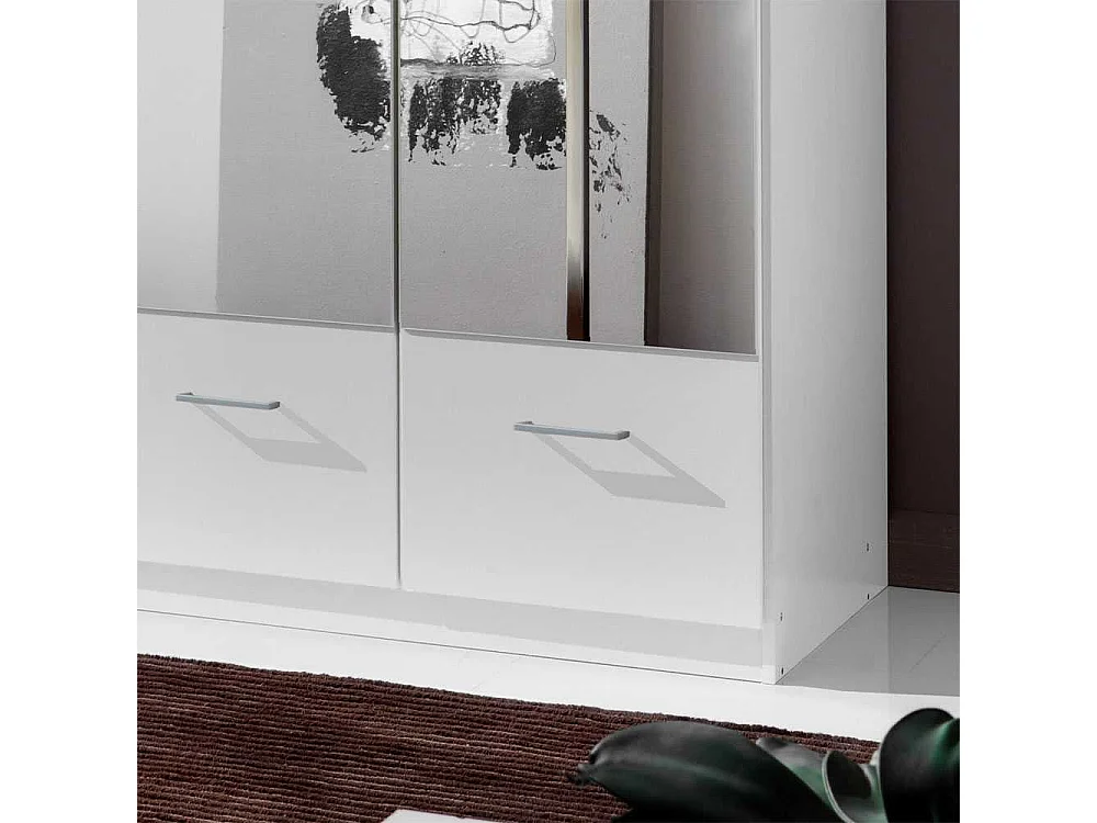 Drehtürenschrank in Weiß mit Spiegel