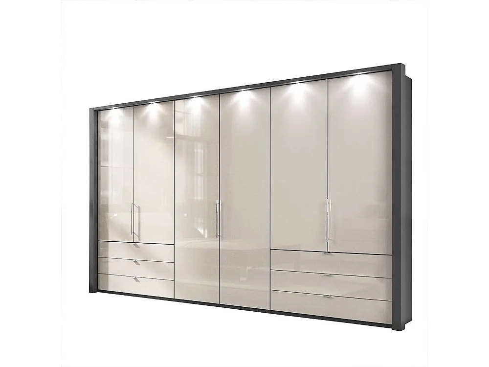 Schlafzimmer Kleiderschrank in Creme Weiß und Braun Falttüren