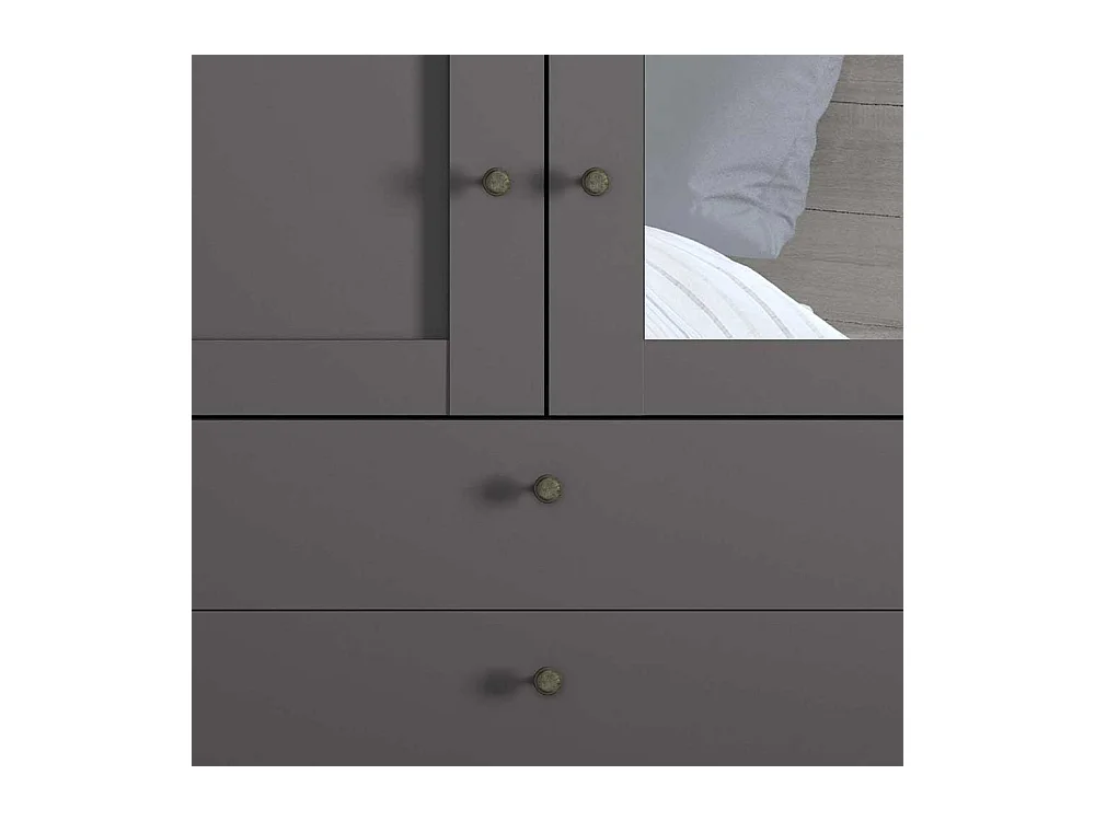 Kleiderschrank modern Landhaus in Dunkelgrau Spiegeltür