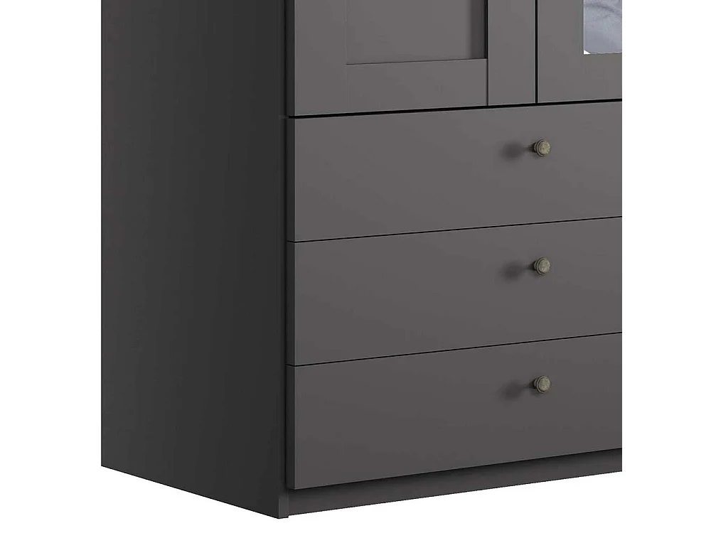 Kleiderschrank modern Landhaus in Dunkelgrau Spiegeltür