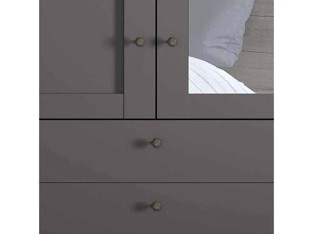 Kleiderschrank modern Landhaus in Dunkelgrau Spiegeltür