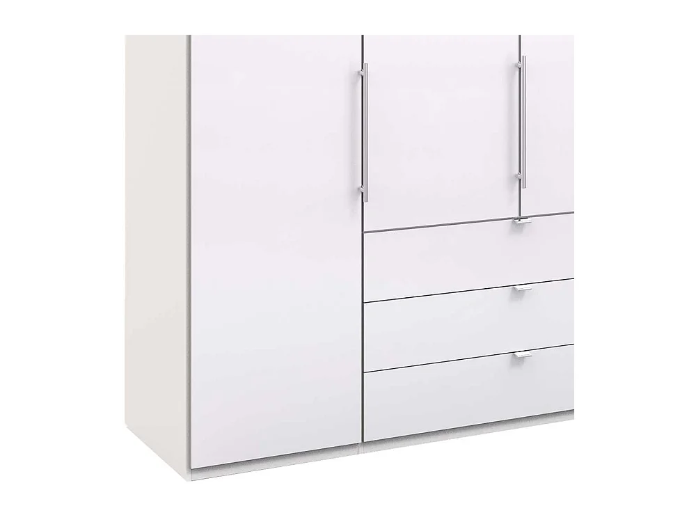 Großer Falttürenschrank in Weiß sechs Schubladen