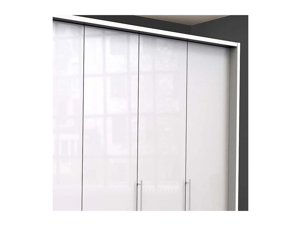 Großer Falttürenschrank in Weiß sechs Schubladen