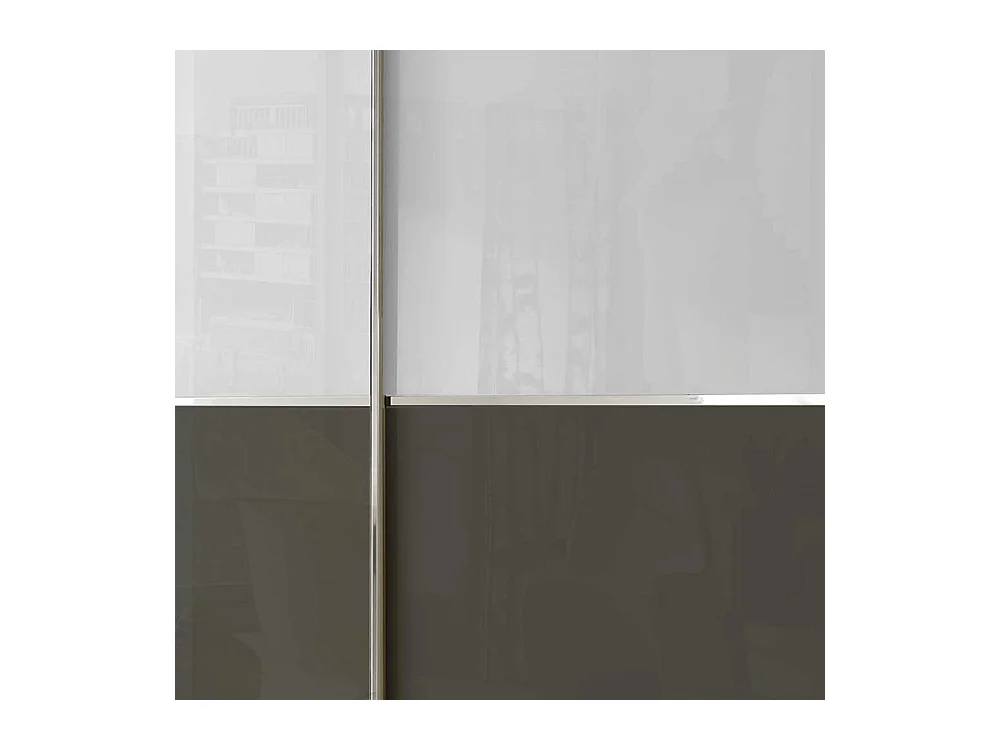 Schwebetürenkleiderschrank in Weiß und Braun 250 cm breit