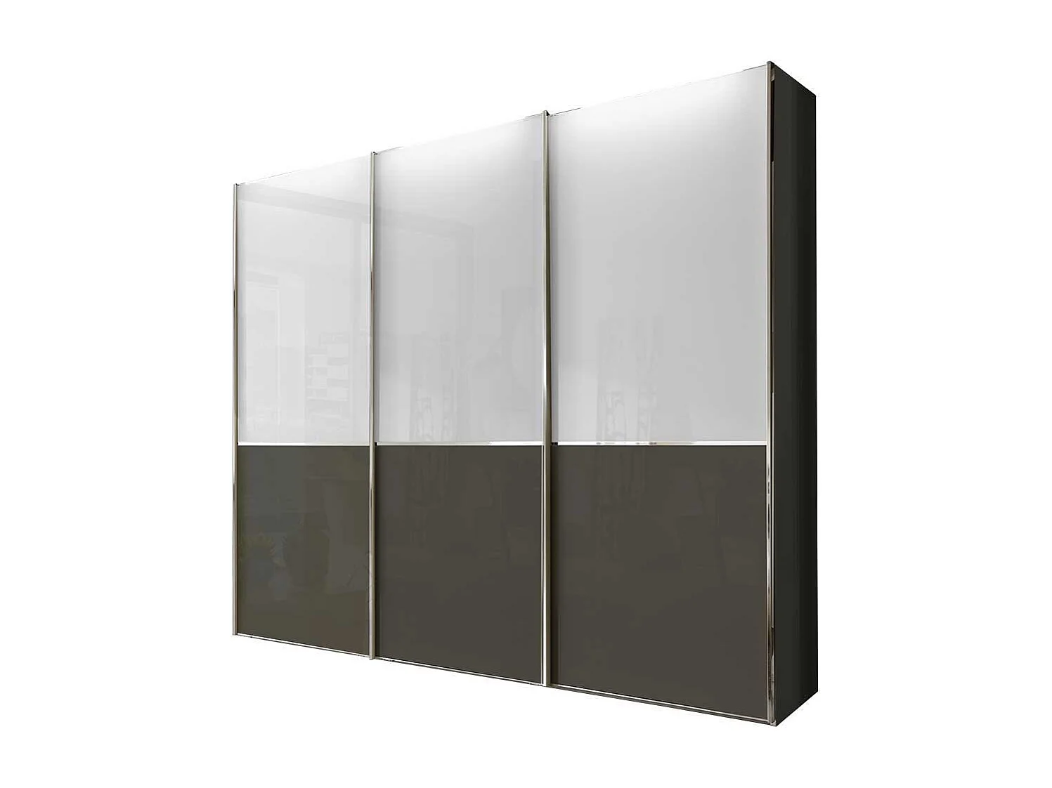 Schwebetürenkleiderschrank in Weiß und Braun 250 cm breit