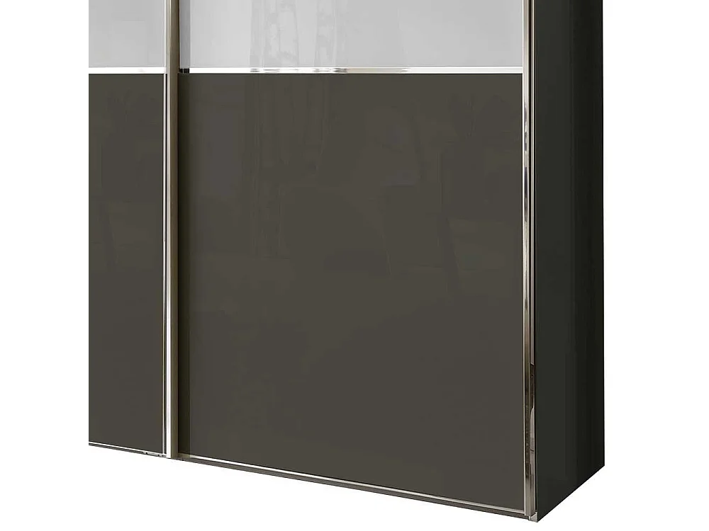 Schwebetürenkleiderschrank in Weiß und Braun 250 cm breit