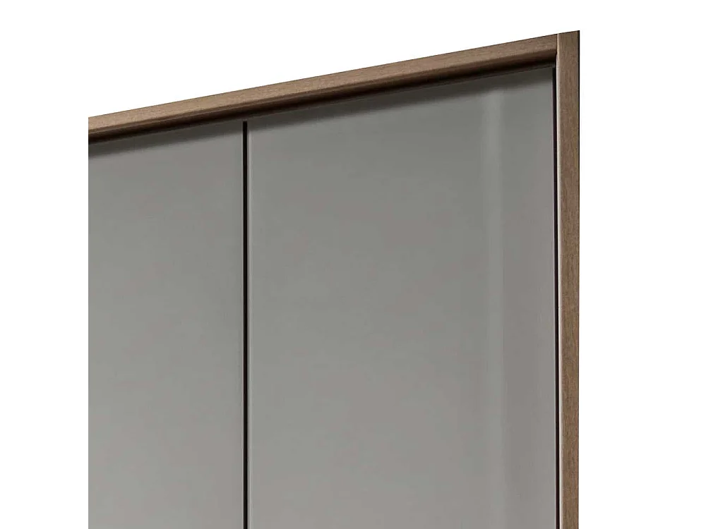 Drehtürenschrank in Beige und Eiche Bianco Glas beschichtet