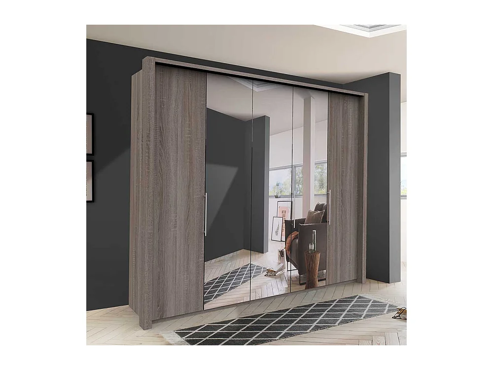 Spiegeltüren Kleiderschrank in Eiche Trüffelfarben foliert