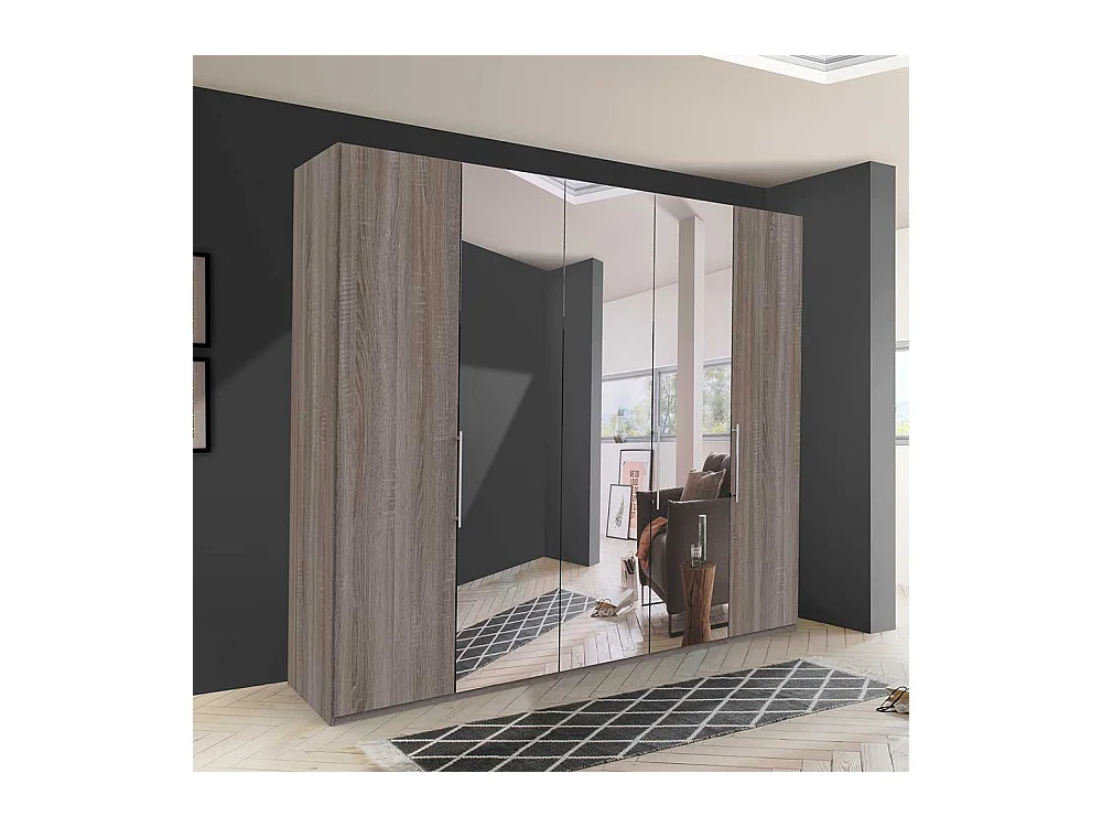 Spiegeltüren Kleiderschrank in Eiche Trüffelfarben foliert