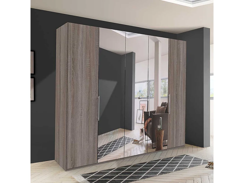 Spiegeltüren Kleiderschrank in Eiche Trüffelfarben foliert