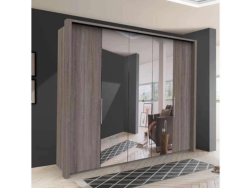 Spiegeltüren Kleiderschrank in Eiche Trüffelfarben foliert