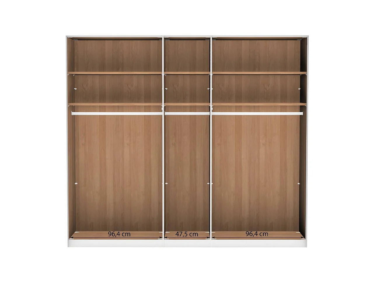 Kleiderschrank Drehtürenkleiderschrank 246 cm breit mit sechs Einlegeböden