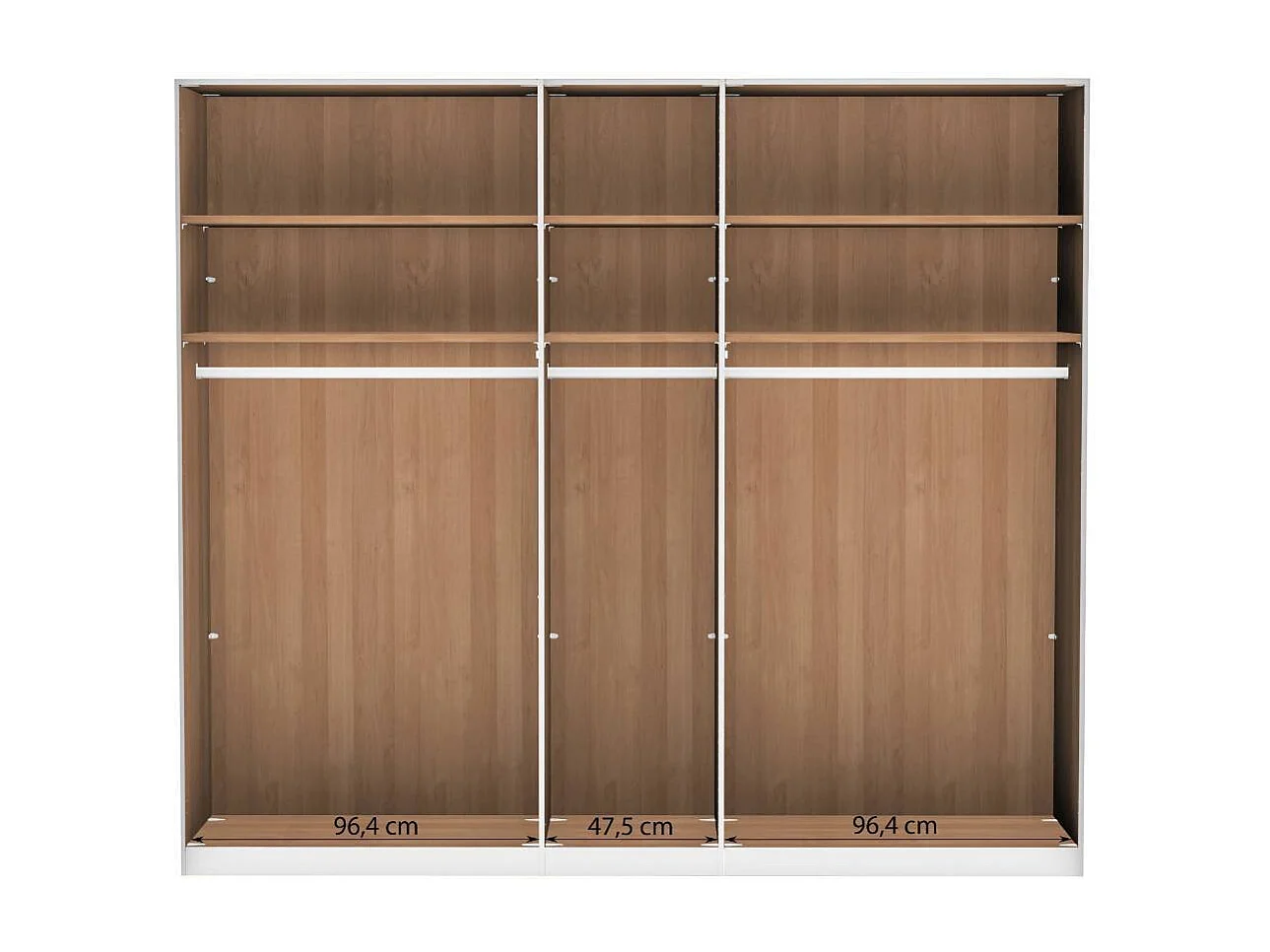 Kleiderschrank Drehtürenkleiderschrank 246 cm breit mit sechs Einlegeböden