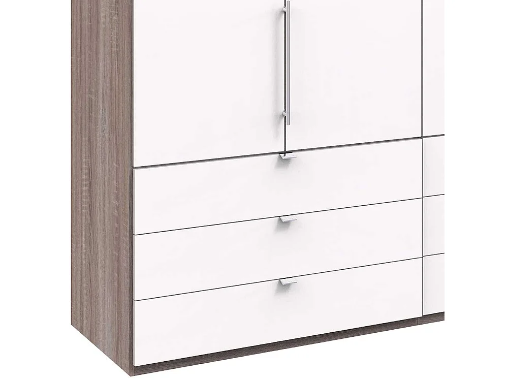 Falttüren Kleiderschrank in Weiß Eiche Trüffelfarben