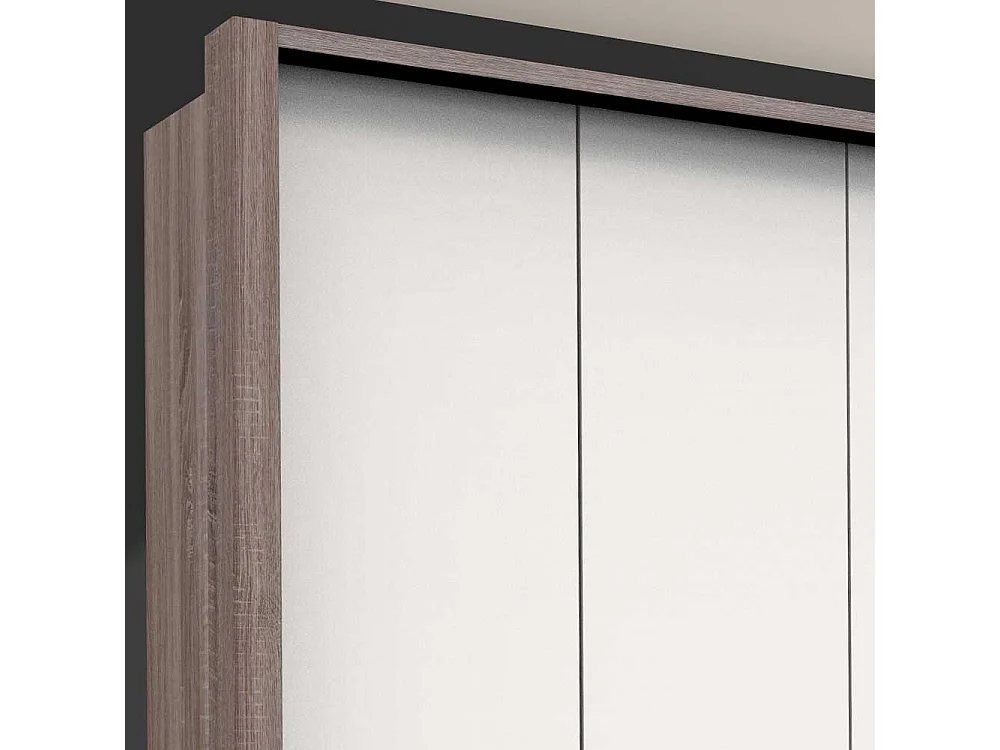 Falttüren Kleiderschrank in Weiß Eiche Trüffelfarben