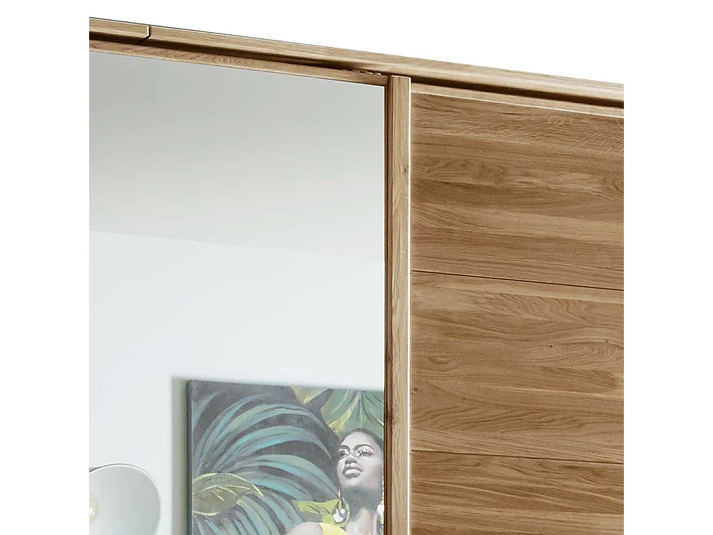 Schwebetuerenschrank aus Wildeiche Massivholz Spiegeltür