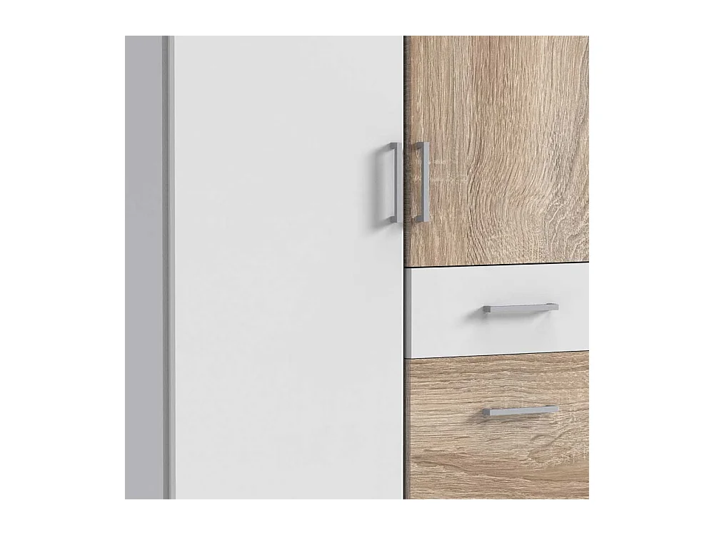 Kleiderschrank Weiß Eiche sägerau mit drei Schubladen Made in Germany