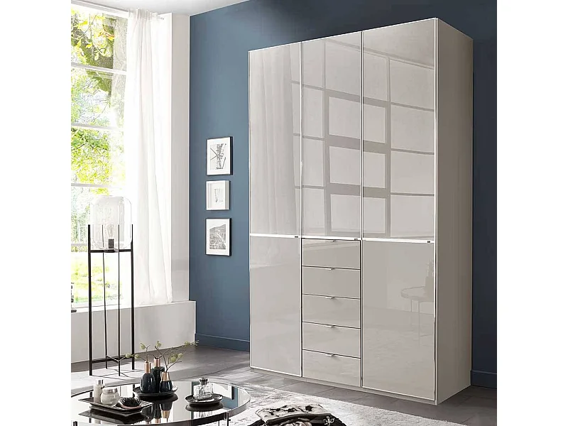 Schlafzimmerkleiderschrank Schlafzimmerschrank mit fünf Schubladen in Hellgrau