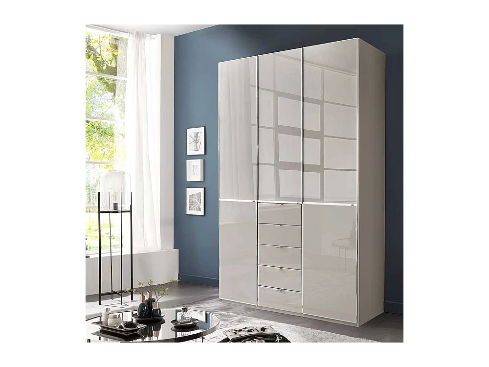 Schlafzimmerkleiderschrank Schlafzimmerschrank mit fünf Schubladen in Hellgrau