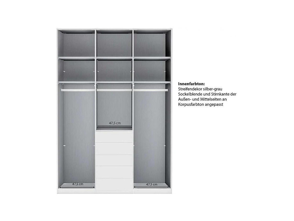 Schlafzimmerkleiderschrank Schlafzimmerschrank mit fünf Schubladen in Hellgrau