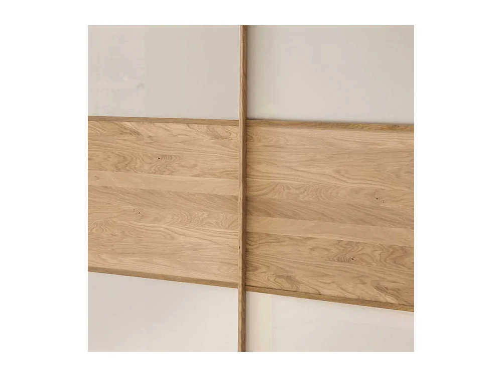 Schiebetüren Kleiderschrank in Beige Glas beschichtet Eiche Massivholz