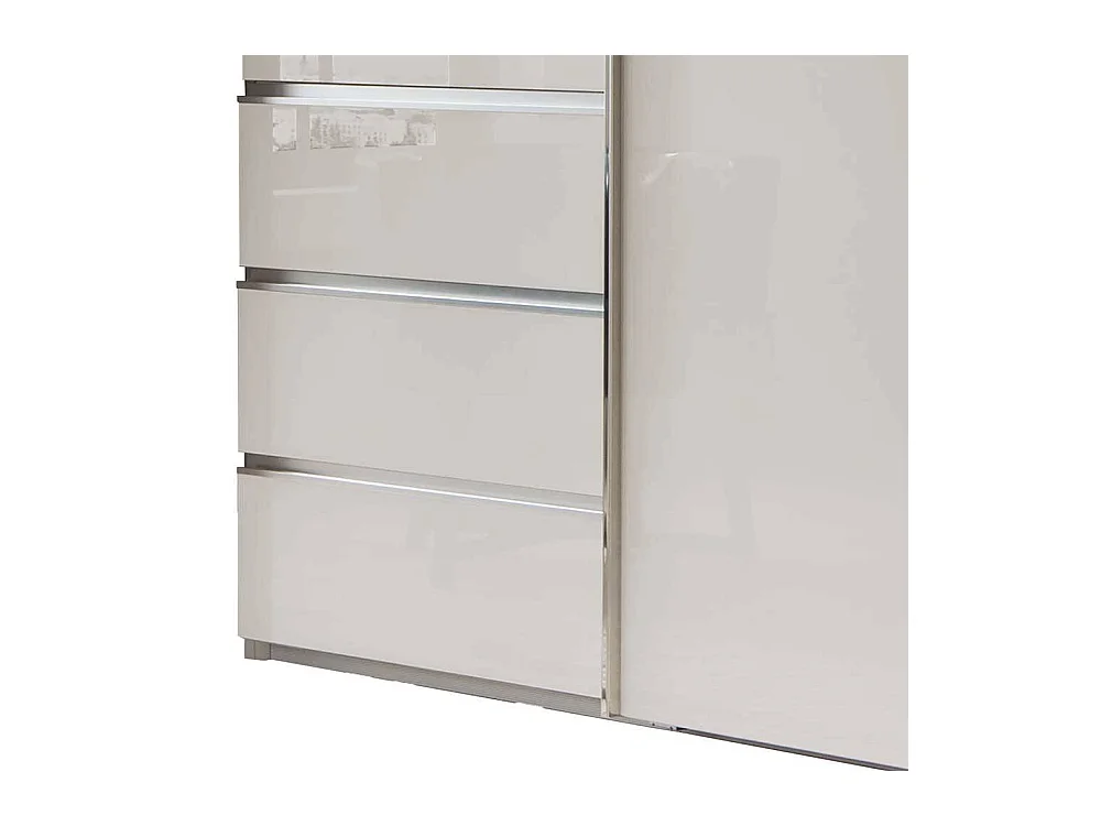 Kleiderschrank Front glasbeschichtet in Champagner Schwebetüren