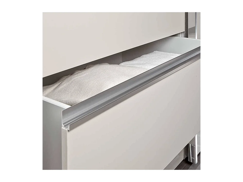 Kleiderschrank Front glasbeschichtet in Champagner Schwebetüren