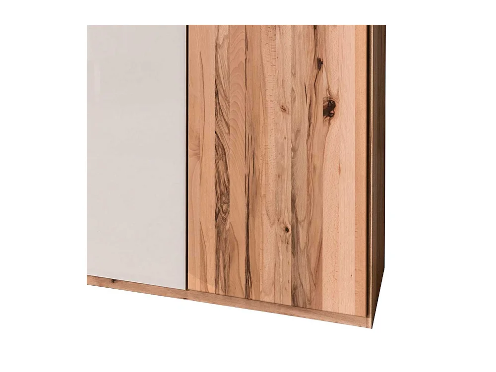 Design Kleiderschrank in Beige Glas beschichtet Astkernbuche